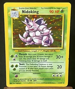 Nidoking 11/102 Holo Rare, Base Set Edition Pokemon Card 1999 WOTC MP - Image 1