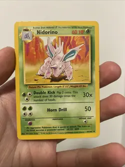 Nidorino 37/102 - Pokemon Base Set Unlimited Uncommon WOTC Vintage LP - Image 1