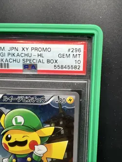 2016 POKEMON JPN XY PROMO #296 FULL ART/LUIGI PIKACHU PSA 10 - Image 3