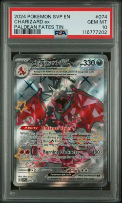 2024 POKEMON SVP EN-SV BLACK STAR PROMO PALDEAN FATES TIN CHARIZARD EX PSA 10 - Image 1