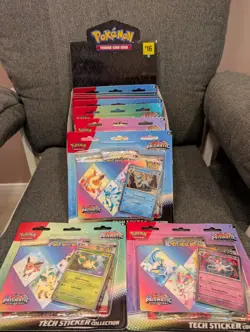 Pokemon Prismatic Evolutions 3 Pack Blister Booster Tech Sticker New 5 Lot - Image 1