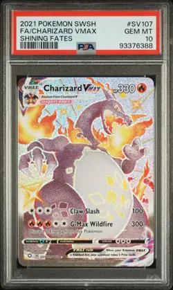2021 POKEMON SWORD & SHIELD SHINING FATES #SV107 FULL ART/CHARIZARD VMAX PSA 10 - Image 1