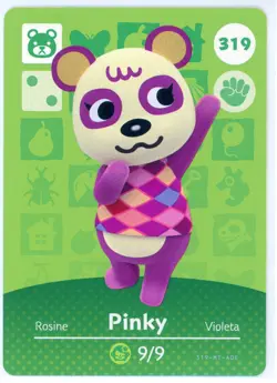 Pinky #319 - Amiibo Card - Animal Crossing Series 1 - Authentic Nintendo - Image 1