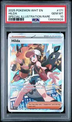 Pokemon TCG Hilda Trainer Card White Flare FA Full Art Holo 171/086 PSA 10 - Image 1