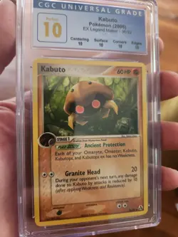 (POP 1) CGC 10 PERFECT Kabuto 36/92 EX Legend Maker Pokemon Card - Image 1