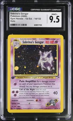 CGC 9.5 MINT+ Sabrina's Gengar Gym Heroes 1st Edition 14/132 Holo Pokemon Card - Image 1