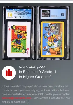 Pokemon Mario Pikachu - Jack of Diamonds Super Rare Card slab ONE OF A KIND! - Image 3