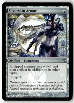 MTG Foil Silverskin Armor - Mirrodin Besieged Moderately Played English - Image 1
