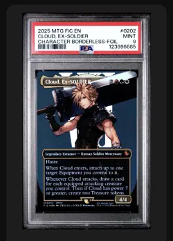 2025 Magic The Gathering Final Fantasy Cloud Ex Soldier Borderless Foil PSA 9 - Image 1