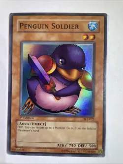 YUGIOH PENGUIN SOLDIER SDJ-022 1ST Edition SUPER (NM) - Image 1