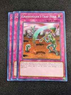 Yugioh - 3x Gravedigger's Trap Hole SDBT-EN033 1st Common NM - Image 1
