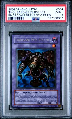 2002 YU-GI-OH! PSV-PHARAOH'S SERVANT 1ST ED #084 THOUSAND-EYES RESTRICT PSA 9 - Image 1