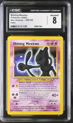 CGC 8 Shining Mewtwo 2002 Neo Destiny 109/105 Holo Pokemon Card - Image 1