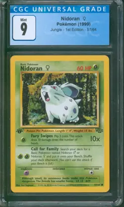 1999 Pokemon Jungle 1ST EDITION 🔥 NIDORAN 🔥 #57 CGC 9 Mint Card c204 - Image 1