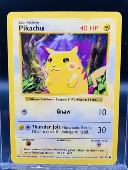 Pokemon Card Pikachu Shadowless Base Set RED CHEEKS 58/102 - Near Mint! - Image 1
