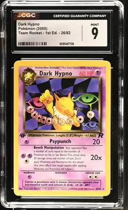 CGC 9 MINT Dark Hypno Team Rocket 1st Edition 26/82 Pokemon Card - Image 1