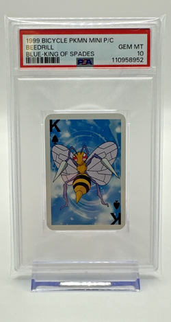 1999 Pokemon Beedrill King of Spades Bicycle Mini Poker Playing Card PSA 10 GM - Image 1