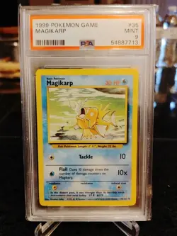 1999 PSA 9 MINT POKEMON BASE SET MAGIKARP CARD WOTC #35 - Image 1