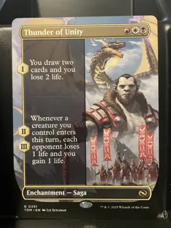 Thunder of Unity BORDERLESS NM/M Tarkir Dragonstorm MTG Magic Card - Image 1