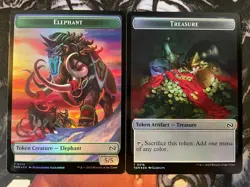 X2 Treasure/Elephant Double-Sided Token FOIL NM/M Tarkir Dragonstorm MTG - Image 1