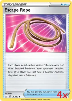 4x Escape Rope (Playset) - 125/163 - Battle Styles - NM - Pokemon - Read Desc. - Image 1