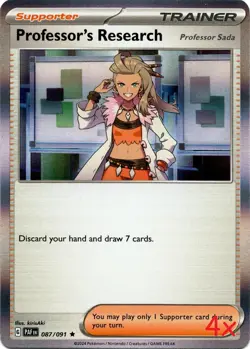 4x Professor's Research (Playset) - 087/091 - Paldean Fates Holo - NM - Pokemon - Image 1