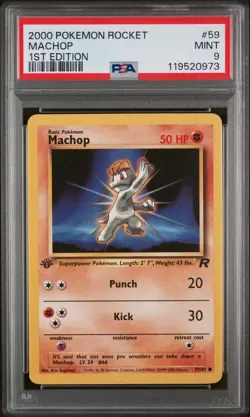 2000 Pokemon Team Rocket - Machop 59/82 - 1st Edition - PSA 9 MINT - English - W - Image 1