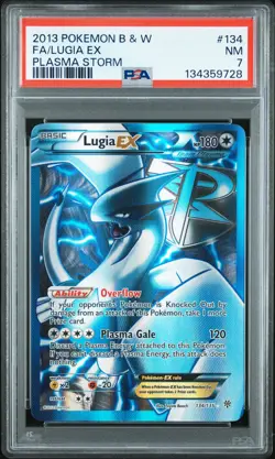 2013 POKEMON B&W PLASMA STORM #134 FULL ART/LUGIA EX PSA 7 - Image 1