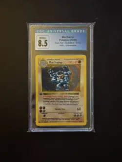 Pokemon 1999 1st Edition Machamp - Base Set SHADOWLESS 008/102 Holo 8.5 CGC - Image 1