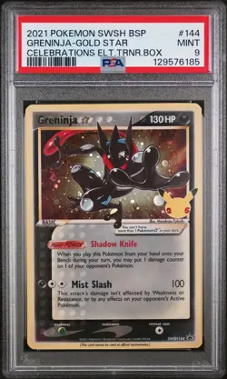 2021 Pokemon Swsh Black Star Promo #144 Celebrations Greninja-Gold Star PSA 9 - Image 1