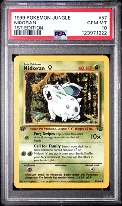 1999 POKEMON JUNGLE 1ST ED #57 NIDORAN PSA 10 - Image 1