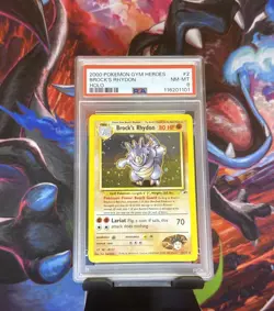 2000 Pokemon Gym Heroes Brock's Rhydon Holo 2/132 PSA 8 NM-MT Nice Swirl! - Image 1