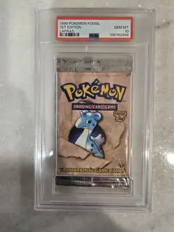 Pokemon 1st Edition Fossil Booster Pack Lapras Artwork PSA 10 GEMMINT Unweighted - Image 1