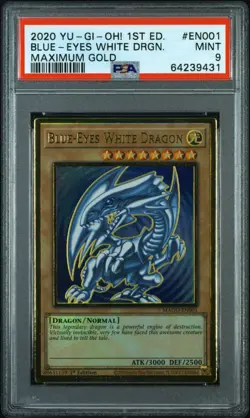 Blue-Eyes White Drgn. Maximum Gold Yu-Gi-Oh! Maximum Gold EN001 NM PSA 9 - Image 1