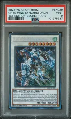 2024 YuGiOh! RA02 Crystal Wing Synchro Dragon 1st ed. Secret Rare PSA 9 MINT - Image 1