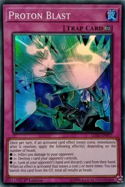 LED2-EN017 PROTON BLAST SUPER RARE 1ST EDITION YuGiOh CARD - Image 1