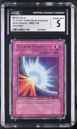 Yu-Gi-Oh! Mirror Force Unlimited EX CGC 5 MRD-138 2002 Vintage - Image 1