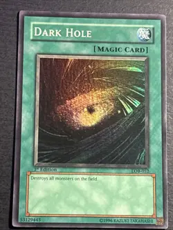 Dark Hole WAVY Print 1st Edition LOB-052 Yu-Gi-Oh Super Rare Vintage Card LP - Image 1