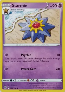 055/172 STARMIE | UNCOMMON | BRILLIANT STARS POKEMON CARD - Image 1