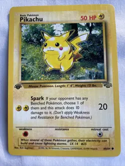 Pikachu 1st Edition Non Holo Pokemon Card 60/64 Jungle Set Card - Image 1