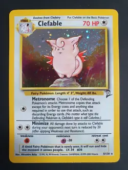 Clefable 5/130 Holo - Base Set 2 - Pokemon Card - Lightly Played - Image 1