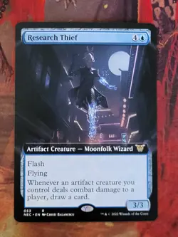 MTG Card: Research Thief (Kamigawa: Neon Dynasty) EXTENDED ART - Image 1