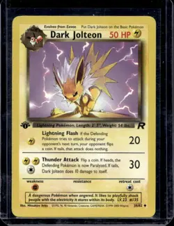 Pokemon Cards: Team Rocket 1st Edition Uncommon: Dark Jolteon 38/82 - Image 1