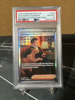 Pokemon TCG Giovanni's Charisma Full Art Trainer Card 204 Scarlet Violet PSA 10 - Image 1