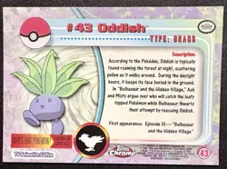 ODDISH #43, Series 1 - 2000, Topps TV Animation Edition Chrome Pokemon Card - Image 5