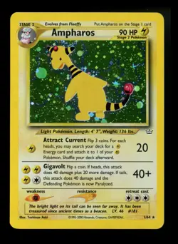 Ampharos 1/64 Neo Revelation 2000 Holo Rare WOTC Pokemon Card TCG - Image 1