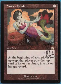 Worry Beads Mercadian Masques NM Artifact Rare SIGNED CARD (441524) ABUGames - Image 1