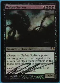 Umbra Stalker FOIL Eventide NM Black Rare SIGNED MTG CARD (ID# 442766) ABUGames - Image 1