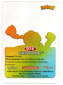 GEODUDE #074 LAMINCARD COLECCION POKEMON LAMINCARDS 2005 EDIBAS (USADA) - Image 2