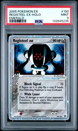 2005 POKEMON EX EMERALD #100 REGISTEEL EX-HOLO PSA 9 - Image 1